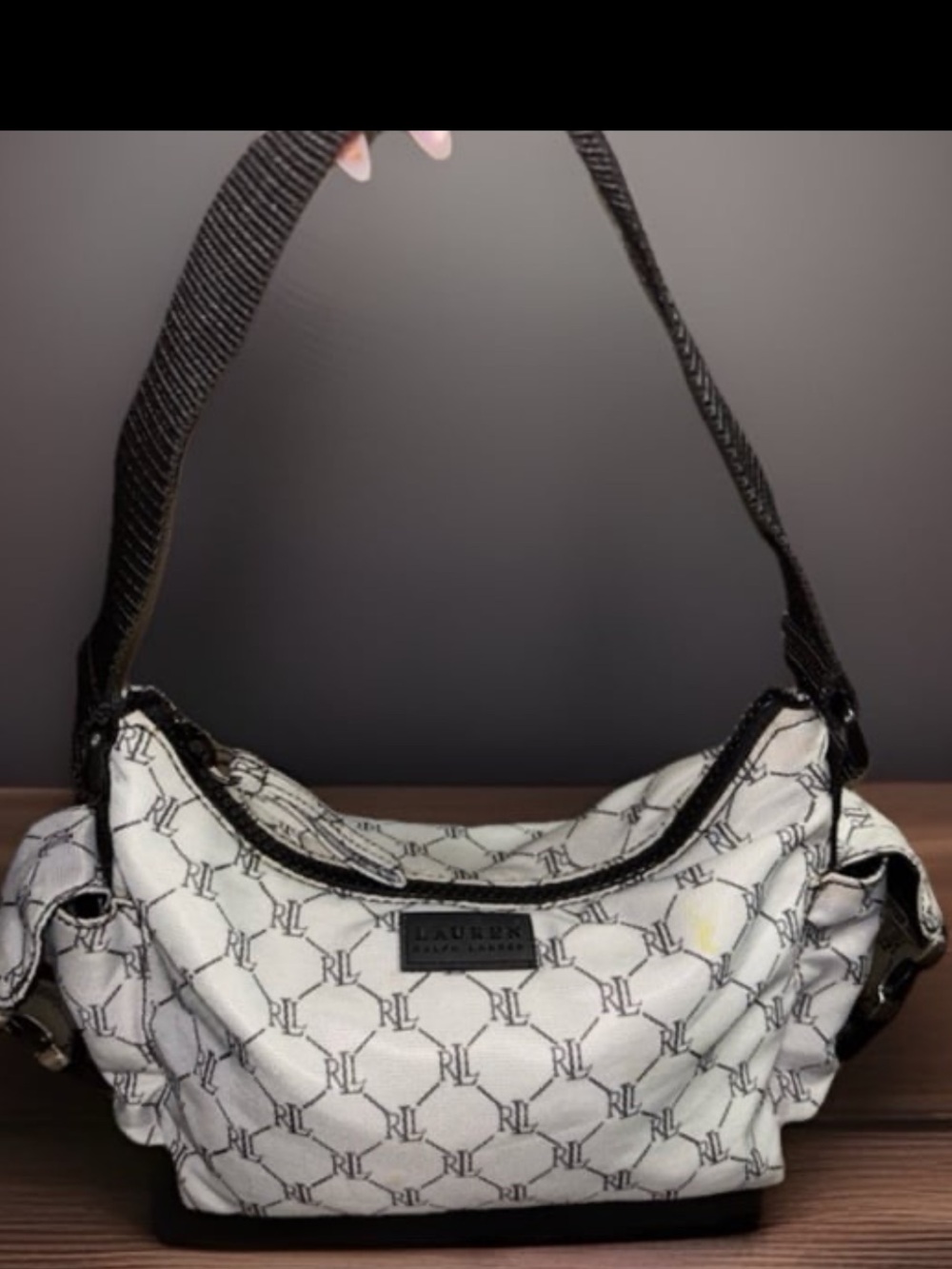 Vintage Y2K Lauren Ralph Lauren Repeating "RLL" Monogram Nylon Shoulder Bag 
,